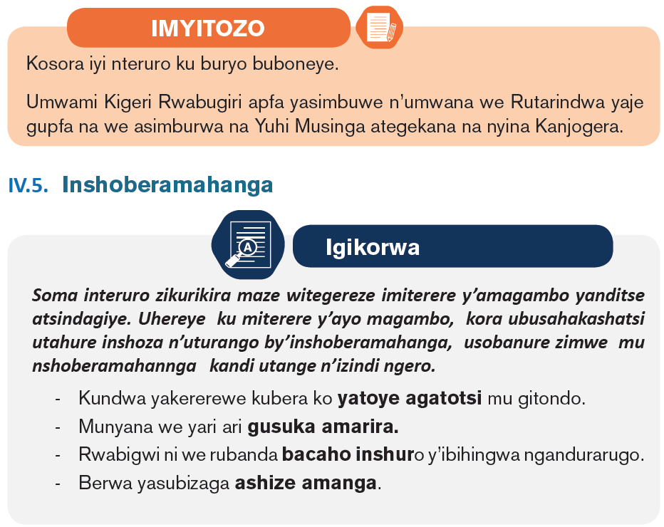 Course: Kinyarwanda SME & SSE Copy 1, Topic: UMUTWE WA 4 INGARUKA Z ...